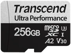Transcend 340S 256GB U3 microSDXC muistikortti (R160 W125 MB/s) - 1