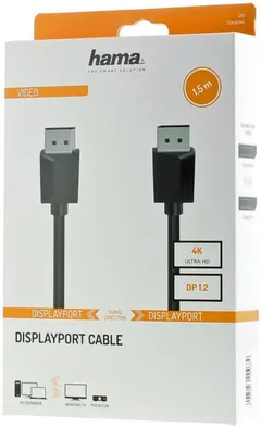 Hama Videokaapeli, DisplayPort uros - DisplayPort uros, DP 1.2, Ultra HD 4K, 1,5 m - 2