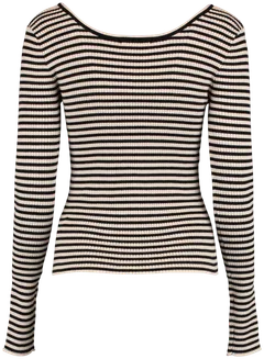 Hailys naisten raidallinen ribbineule Runa - beige/black stripe - 3