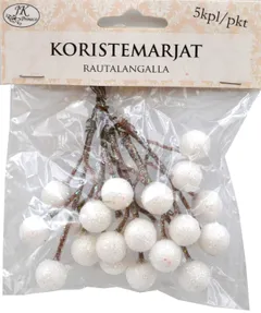 Koristemarjat valkoinen 5kpl/pkt - 1