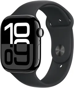 Apple Watch Series 10 GPS 42mm Jet Black alumiinikotelo, Black Sport ranneke - S/M - MWWE3QN/A - 2