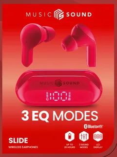 MusicSound Slide Bluetooth nappikuulokkeet, punainen - 2