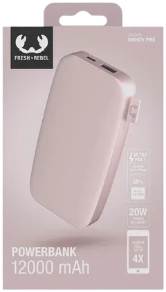 Fresh 'n Rebel Varavirtalähde 12000 mAh USB-C -liitännällä, Ultra Fast Charging, 20W PowerDelivery, Smokey Pink - 5