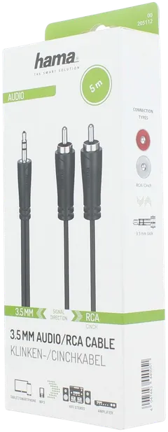 Hama Audiojohto, 3,5 mm uros - 2 x RCA naaras, 5,0 m - 4