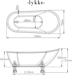 Lykke Tassuamme Nordic Deluxe 1700x750x730mm, valkoinen - 5