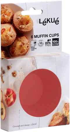 Lékué muffinsivuoka 6 kpl silikonia punainen - 4