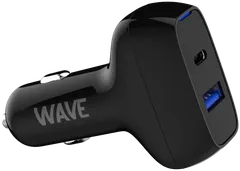 Wave 45W Pikalataava autolaturi, 1 x USB Type-C + 1 x USB-A (45W+18W), Musta - 1