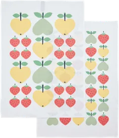 Finlayson keittiöpyyhe Sydänhedelmät 2 kpl 50x70 cm, valko-vihreä-keltainen - 1