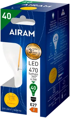 Airam LED 4,5W vakiolamppu filamentti E27 470lm 2700K - 2