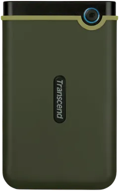 Transcend StoreJet 25M3 -sarjan kolhusuojattu ulkoinen HDD kiintolevy 2TB kapasiteetilla. USB 3.0  väylään. Väri oliivinvihreä - 2