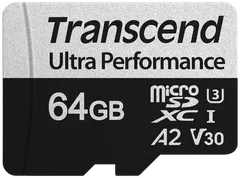 Transcend 340S 64GB U3 microSDXC muistikortti (R160 W80 MB/s) - 1