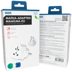 Wave Matka-adapteri pistokkeeseen, Maailma -> EU, Valkoinen - 4