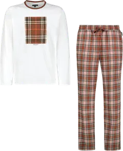 Reino&Aino miesten pyjama - WHITE / BROWN - 1