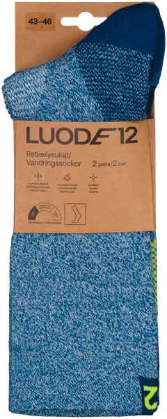 Luode12 unisex tekniset vaellussukat ODSL042401 2-pack - Blue - 2