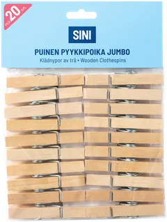 Sini puinen pyykkipoika jumbo 20kpl - 1