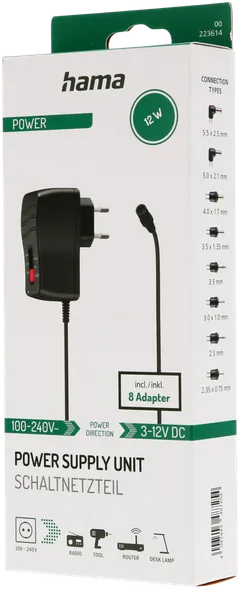 Hama Yleisvirtalähde, säädettävä, 1000mA, 12W, max. 12V, 8 adapteria - 5