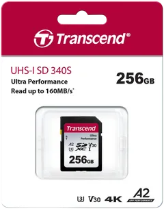Transcend 340S 256GB U3 SDXC muistikortti (R160 W90 MB/s) - 2