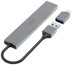 Hama USB-hubi, 4-porttinen, USB-A uros, USB-C adapteri, 4 x USB-A, USB 3.2 Gen 1, 5 Gbit/s, Ultra-slim, 0,15 m - 2