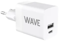 Wave 45W Pikalataava verkkolaturi, 1 x USB Type-C + 1 x USB-A (30W+12W), Valkoinen - 1