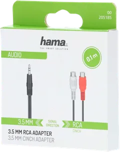 Hama Audiojohto, 1 x 3,5 mm uros - 2 x RCA naaras, 0,1 m - 2