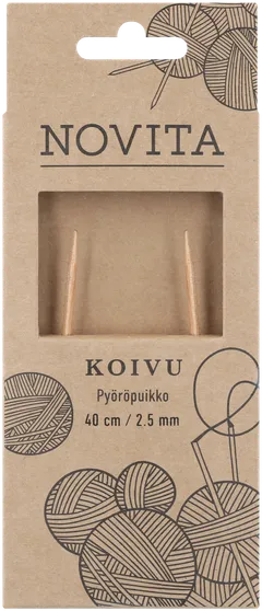 Novita pyöröpuikot 40 cm koivu 2.5 mm - 1