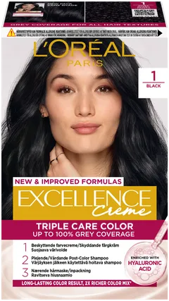 L'Oréal Paris Excellence Creme 1 Black Musta kestoväri 1kpl - 1