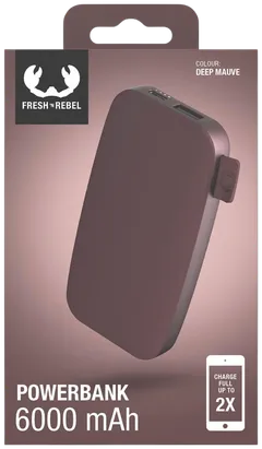 Fresh 'n Rebel Varavirtalähde 6000 mAh USB-C -liitännällä, Fast Charging, Deep Mauve - 6