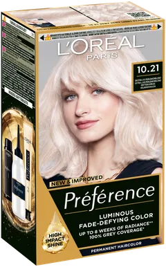 L'Oréal Paris Préférence 10.21 Stockholm Extra Light Pearl Blonde Erittäin kirkas helmiäisvaalea kestoväri 1kpl - 2