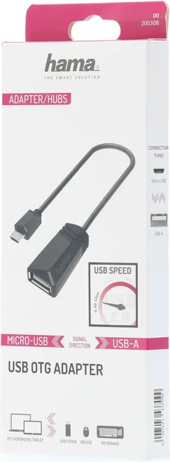 Hama USB-adapteri, USB-A naaras - Micro-USB uros, OTG, USB 2.0, 480 Mbit/s - 2