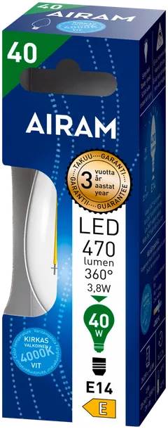 Airam LED Kynttilälamppu kirkas 3,8W 4000K E14 470lm 15 000h - 2