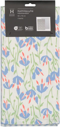 House keittiöpyyhe Summer Flowers 50x70 cm sininen 2-pack PatternLab - 2