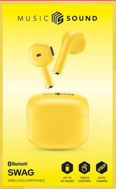 MusicSound Bluetooth nappikuulokkeet Swag keltainen - 1