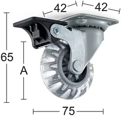 Habo kääntyvä kalustepyörä 4107 75 mm jarrulla - 1