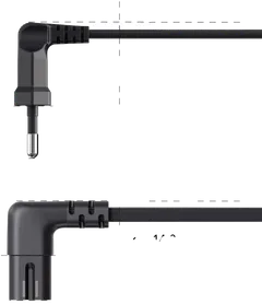 Hama Laitevirtajohto, CEE 7/16 (Type C/Euro plug) - 2-pin plug C7, 90° kulmalla, 3,0 m, musta - 4