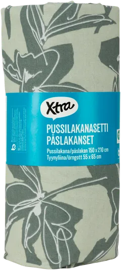 Xtra pussilakanasetti Vine 150x210 cm, tumman vihreä - 2