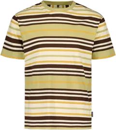 Reino&Aino miesten raidallinen t-paita - Green/brown striped - 1