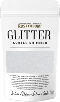 Rust-Oleum 70g glitter-jauhe maaleihin ja lakkoihin hopeanvärinen - 1