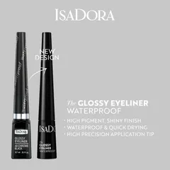 IsaDora The Glossy Eyeliner nestemäinen rajauskynä, Chrome Black 2,5 ml - Chrome Black - 3