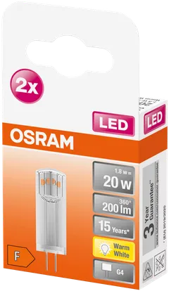 Osram LED PIN 1,8W/2700K 12V G4 ei-himmennettävä kirkaskupuinen LED-pienoislamppu 2kpl/pkt - 3