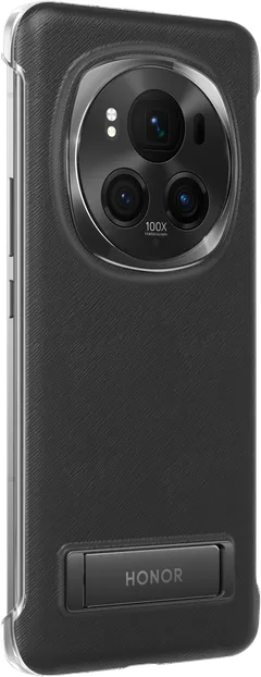 HONOR Magic6 Pro PU Bracket Case Musta Suojakuori - 3