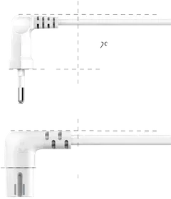 Hama Laitevirtajohto, CEE 7/16 (Type C/Euro plug) - 2-pin plug C7, 90° kulmalla, 3,0 m, valkoinen - 4