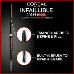 L'Oréal Paris Infaillible Brows 24H Filling Triangular Pencil 1.0 Ebony kulmakynä 1ml - 1.0 Ebony - 4