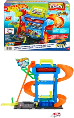 Hot Wheels City ELC - kolmikerroksinen autopesulaleikkisetti - 1