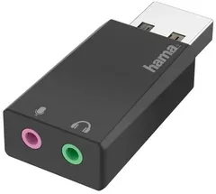 Hama USB-äänikortti, USB-A uros - 2 x 3,5 mm jakkiliitin naaras, USB 2.0, Stereo - 1