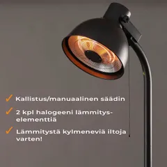 Fornorth Terassilämmitin lattiamalli Deluxe 2000W, musta - 7