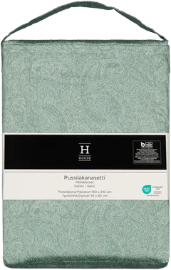 House satiinipussilakanasetti Paisley 150x210 cm, vihreä - 2