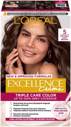 L'Oréal Paris Excellence Creme 5 Natural Light Brown Ruskea kestoväri 1kpl - 1