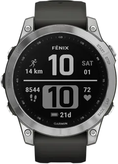 Garmin Fenix 7 hopea/grafiitinharmaa multisport GPS kello - 1