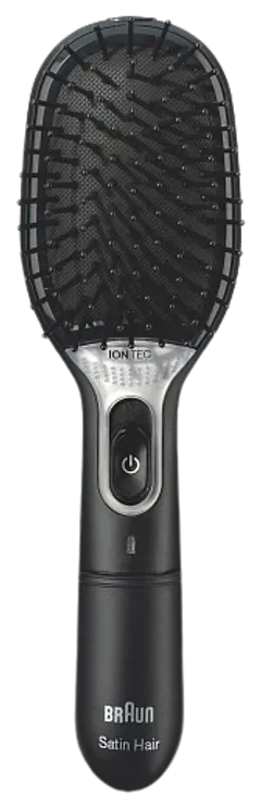 BRAUN HIUSHARJA - BR710 BLACK SATIN HAIR BRUSH SB 7 Satin Hair Brush IONTEC. Satin Brush -hiusharja, jonka IONTECH -järjestelmä vähentää staattisuutta ja kitkaa. Sisältää säilytyspussin. - 3