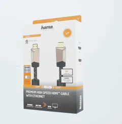 Hama Premium HDMI™-johto, uros - uros, Ethernet, ferriitti, metal, 3,0 m - 4